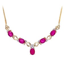 9ct Yellow Gold Ruby and Diamond Necklace by Naava