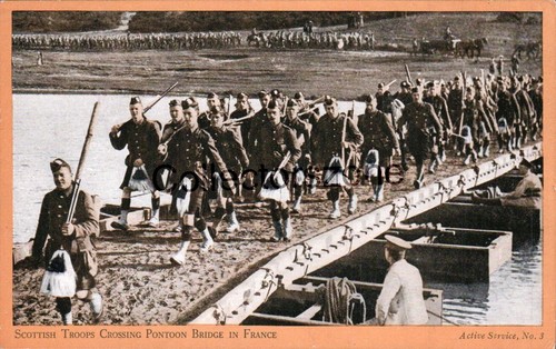 Ww1 scottish troops crossing - troops,