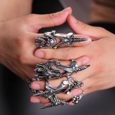 Gothic Punk Dragon Skull Joint Knuckle Full Finger Claw Ring Charm Knuckle Rings