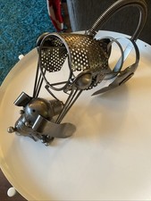 Metal Crafted Wine Bottle Holder Caddy Novelty Dog Shape