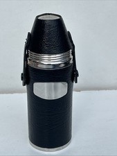 Vintage Stainless Steel and Real Calf Leather Hip Flask with 4 x Cups, 8 oz