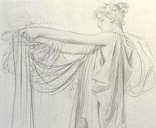 Leyendecker style female drawing academic art deco greek roman goddess