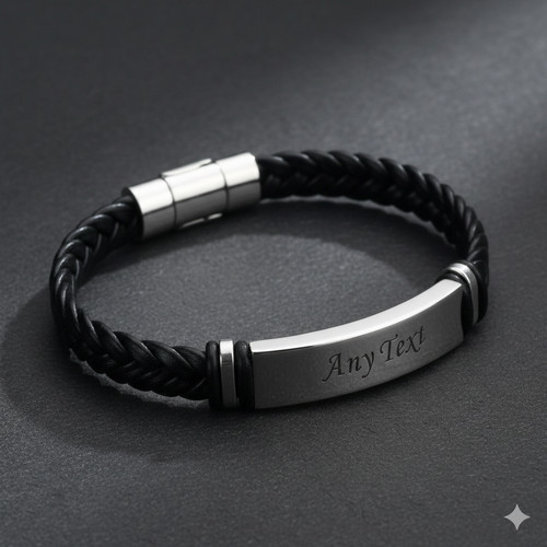 Personalised black braided - black,