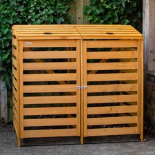 Wooden Double Wheelie Bin