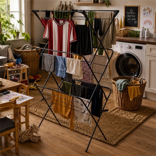 Foldable clothes airer - foldable, metal