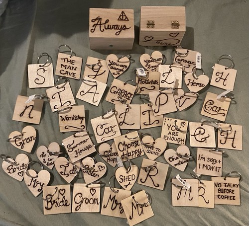 Job lot wooden - of, keyrings