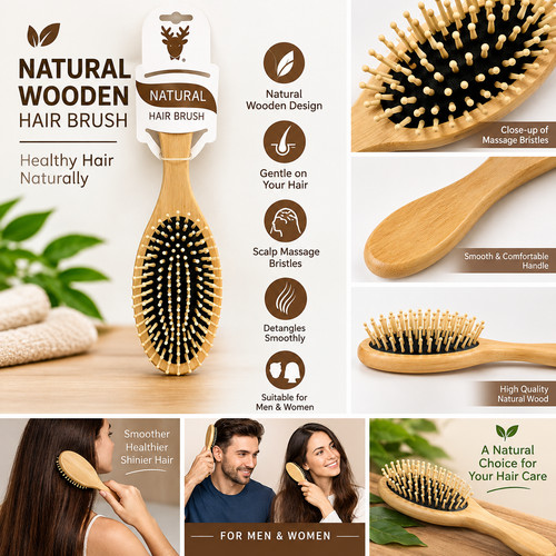 23cm natural wooden hair - wooden,