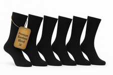 6 Pairs Bamboo Socks Mens Antibacterial Soft Crew Socks | UK 6-11 | EU 39-46