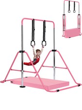 Adjustable Kid Gymnastics Bar Training Kip Bar With Grips Wristbands Ground Nail