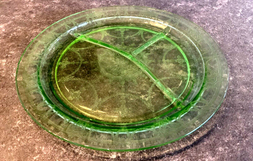 Art deco green glass sectional - art,