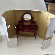 Dolls House Mahogany Wooden Dressing Table Bedroom Furniture 1:12 Scale