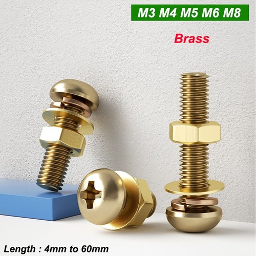 Brass pan head screws bolts - head,