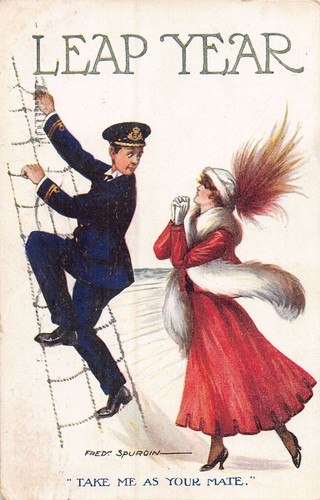 Postcard comic leap year - postcard,