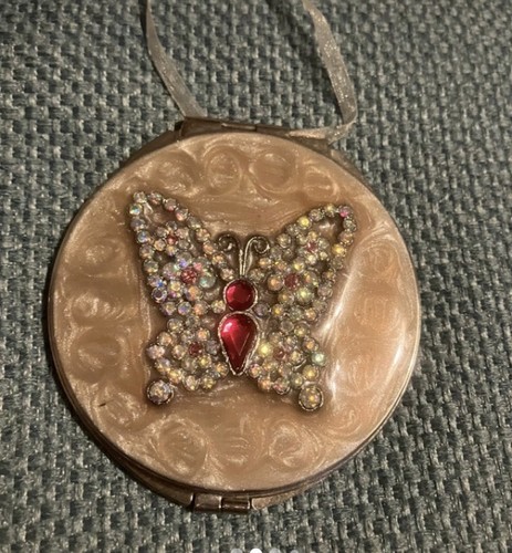 Vintage butterfly compact - vintage,