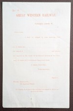 c.1880s Great Western Railway Form – Consolidated Guaranteed Stock