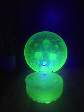 ART DECO URANIUM GLASS DESSERT BOWL SET SEAWEED SEASHELL VERLYS WALTHER & SOHNE