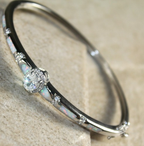 Silver elegant white - silver, opal