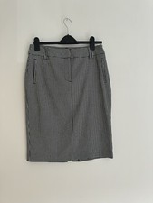 M&S Collection Black & White Dogtooth Pattern Pencil Skirt Size UK 14 Reg VGC