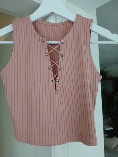 Rose pink ribbed sleevless - rose,