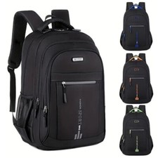 Black Backpack Rucksack Large Mens Womens Bag Travel Work Hiking School Sports++