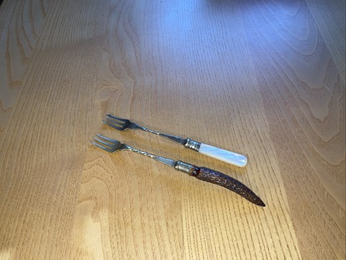 Vintage plated pickle forks - pickle,