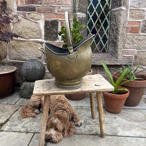 Vintage brass coal scuttle - vintage,