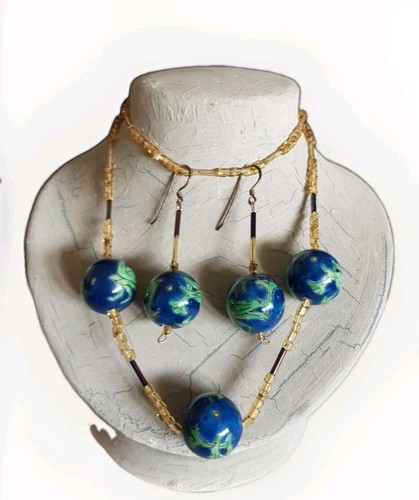 Vintage blue green floral - blue,