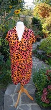 SIZE UK 18 GEORGE ASDA ORANGE & PINK LEOPARD ANIMAL PRINT DRESS HOLIDAY