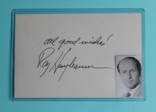 Ray harryhausen signed card - ray,