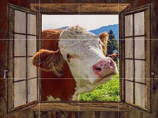Mosaic Ceramic Panel of a Cow
