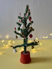 Vintage 7.5" Christmas Miniature Pipe Cleaner Christmas Tree Mercury Baubles