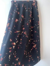 Bohemian Skirt Size 10 12 long Black Floral Vintage Boho Peasant Retro Gypsy