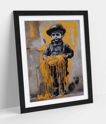 Italian boy holding spaghetti - boy,