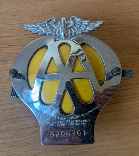 Vintage car badge - aa, 1957