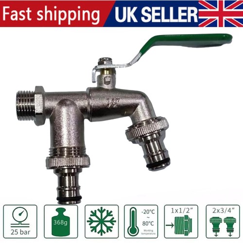 Double garden tap with 2 - double,