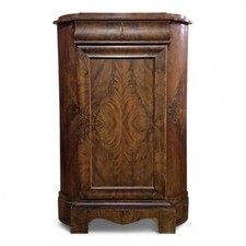 Antique Mahogany Corner Cupboard - Large Flame Mahogany Side Cabinet with drawer