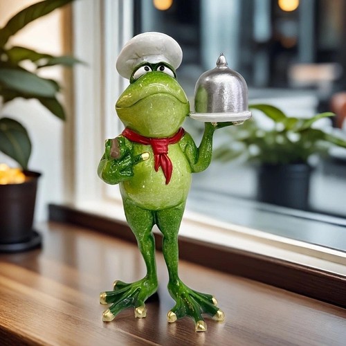 Frog chef figurine - figurine, artificial