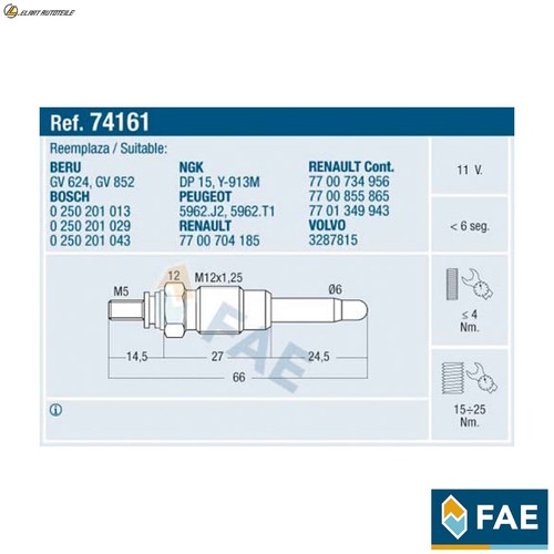 Glow plug 74161 for - glow,