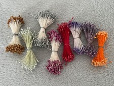 Bundle of cake sugarcraft flower stamens – multiple colours, glitter and satin –