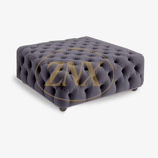 Diamond Tufted Velvet Ottoman