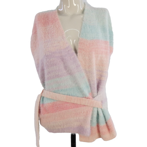Pastel fluffy belted cardigan - pastel,