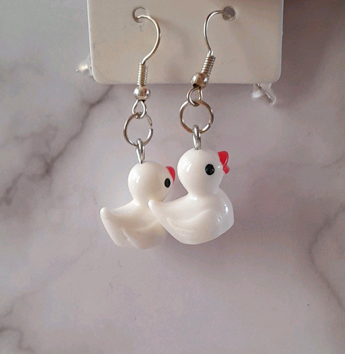 Handmade white duck dangle - white,