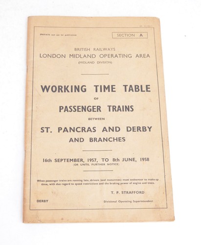 Railway working timetable - timetable, br