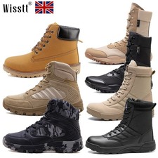 Mens Military Shoes SWAT Fishing Army Combat Leather Ankle Work Boots Outdoor UK