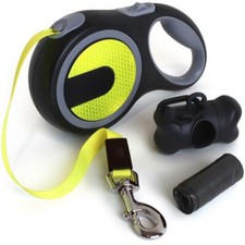 Neon Reflective Retractable Dog Lead Extending Hi-Viz Pet Leash Extendable 5m/8m