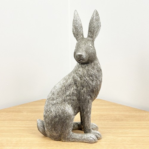 Large silver hare ornament - large,