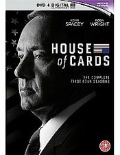 House of Cards: Seasons 1-4 DVD (2016) Kevin Spacey cert 18 16 discs Great Value