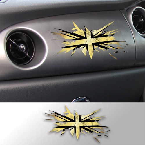 Gold union jack flag dashboard - gold,