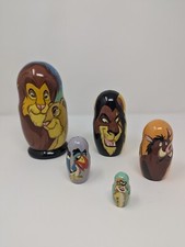 Wooden Russian Nesting Dolls Hand Painted Disney Lion King Set of 5