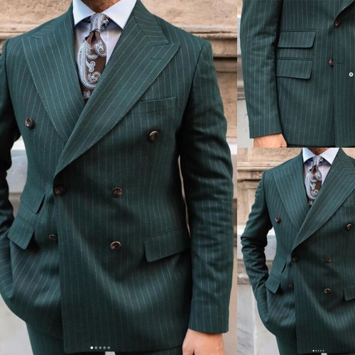 Green striped men suits - green,
